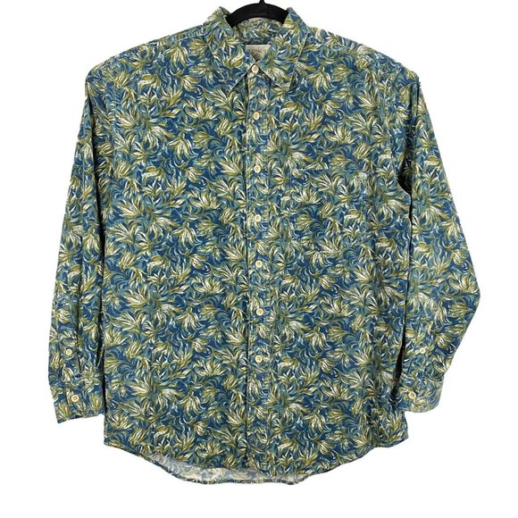 Vintage J.Crew Men's Floral Corduroy Button Down Long Sleeve Shirt Size Medium